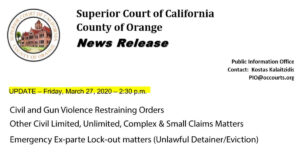 03 27 20 Orange County Superior Court Updates On Restraining Orders