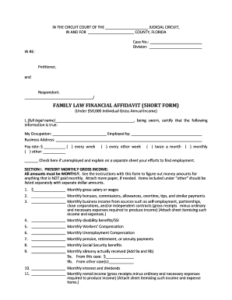 19 Printable Family Law Financial Affidavit Florida Forms And Templates