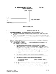 1999 Form GA Petition For Divorce Fill Online Printable Fillable