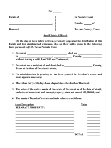 2003 Form TX Small Estate Affidavit Fill Online Printable Fillable