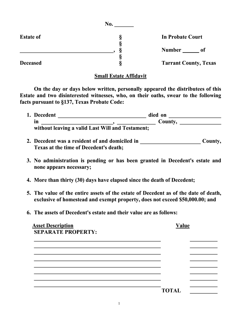 2003 Form TX Small Estate Affidavit Fill Online Printable Fillable 