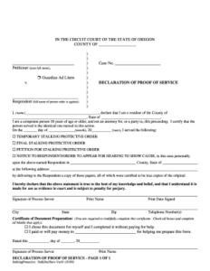 2009 Form OR Declaration Of Proof Of Service Fill Online Printable