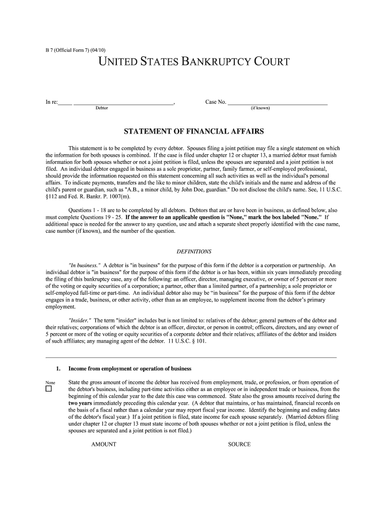 2010 2021 Form Bankruptcy 7 Fill Online Printable Fillable Blank 