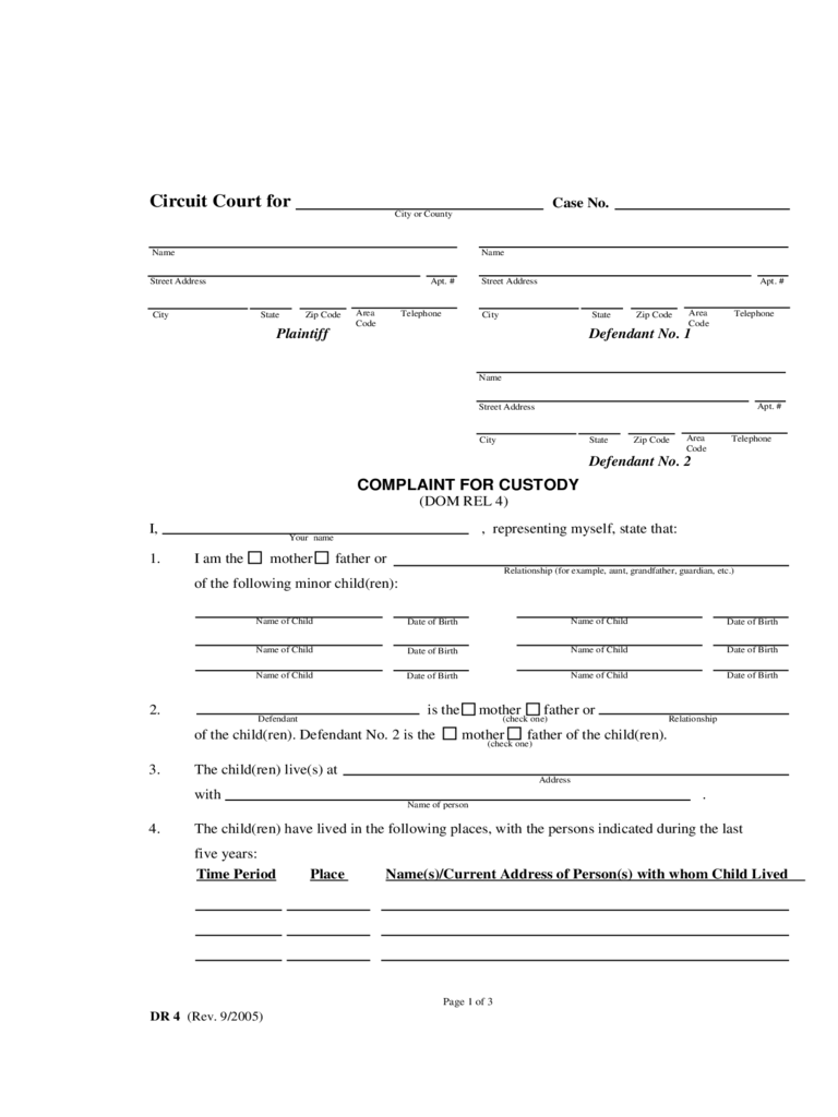 2021 Child Custody Form Fillable Printable PDF Forms Handypdf