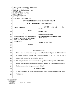 24 Printable Sample Civil Complaint Federal Court Forms And Templates 