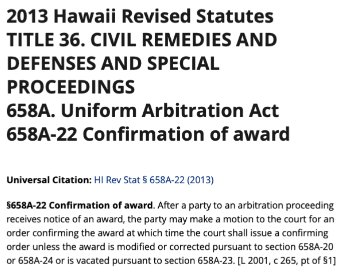 8 State Statute Hawaii FairClaims