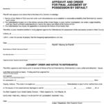 Affidavit And Order For Final Judgment Of Possession By Default Form