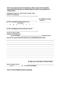 Affidavit New York Supreme Court Printable Pdf Download