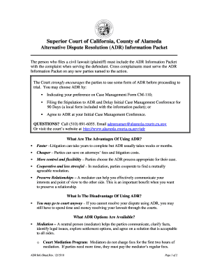 Alameda Superior Court Adr Packet Pdf Fill Online Printable 