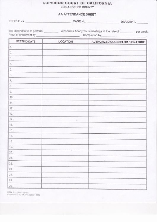 Alcoholics Anonymous Attendance Form New Aa Attendance Sheet Template 