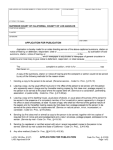 Application For Publication Los Angeles Superior Court Fill Out And