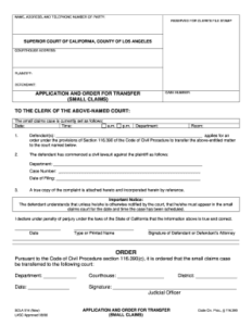 Application Order Transfer Fill Online Printable Fillable Blank