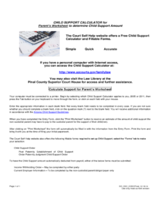 Arizona Child Support Worksheet