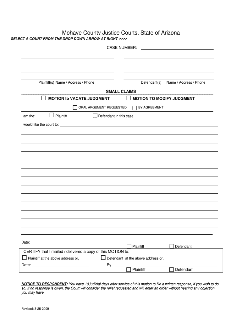 Arizona Small Claims Dismissal Form Fill Online Printable Fillable 