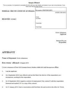 Australian Affidavit Template Free Templates Legal Tips