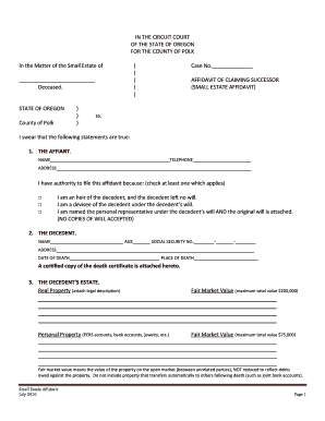 Bill Of Sale Form Oregon Inheritance Affidavit Form Templates