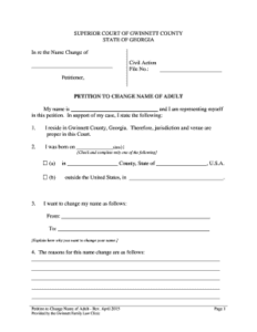 Bill Of Sale Form Petition For Change Of Name Adult Templates