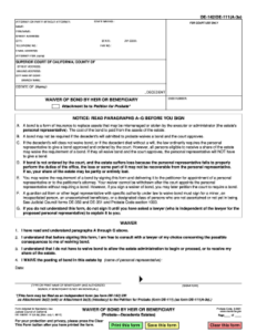 Bill Of Sale Form Waiver Of Bond By Heir Or Beneficiary Templates