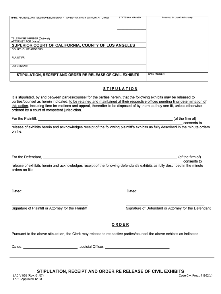 California Superior Court Los Angeles Forms Fill Out And Sign 