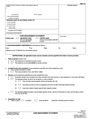 Case Management Statement Cm 110 Fillable Fill Online Printable 