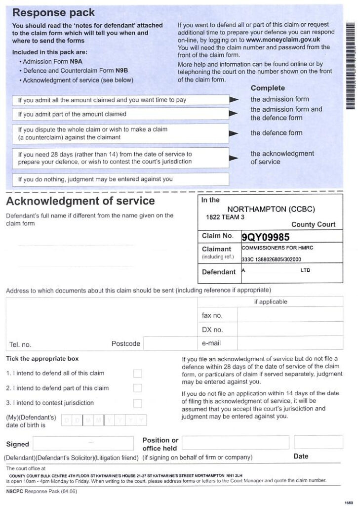 CCBC Form N1 Issue Pack Civil Procedure Rules County Court Procedure 