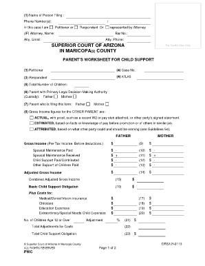 Child Support Worksheet Az Fill Online Printable Fillable Blank