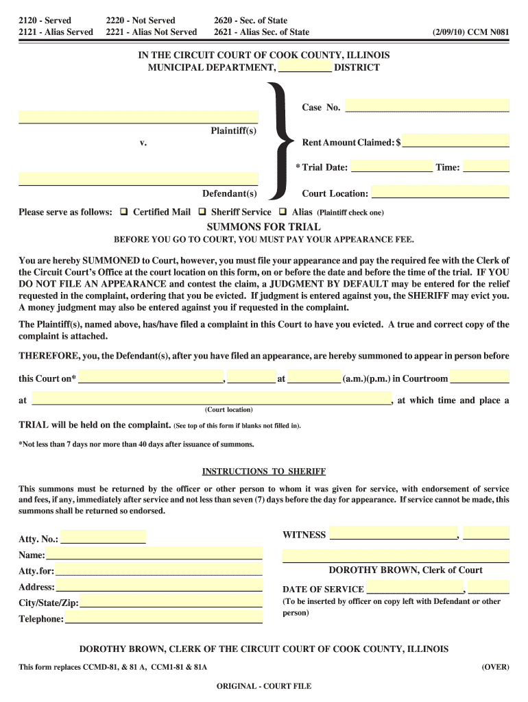 Circuit Court Cook County Illinois Fill Online Printable Fillable