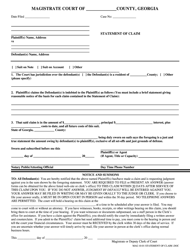 Claim Form Ga Fill Out And Sign Printable PDF Template SignNow