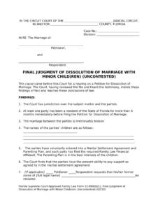 Clerk Of The Court Alachua County Dissolution Of Marriage Packet Doc