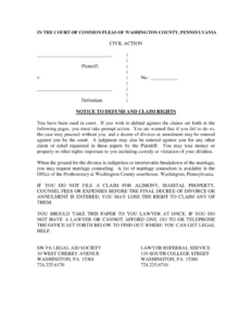 Complaint In Divorce Pennsylvania Free Download