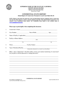 Confidential Status Report Superior Court Of San Mateo Fill Out And