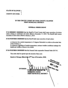 Cook County Sheriff Eviction Moratorium For 2018 And Early 2019