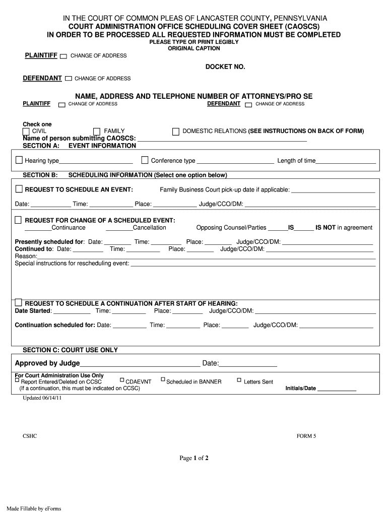 Court AdministrationLancaster County Courts PA Fill Out And Sign 