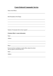 Court Ordered Community Service Sheet Printable Pdf Download