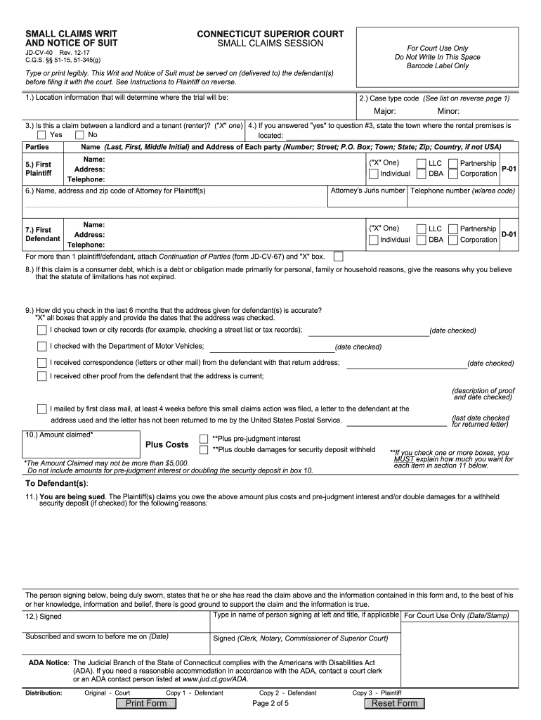 Ct Court Forms Cv040 Fill And Sign Printable Template Online US 