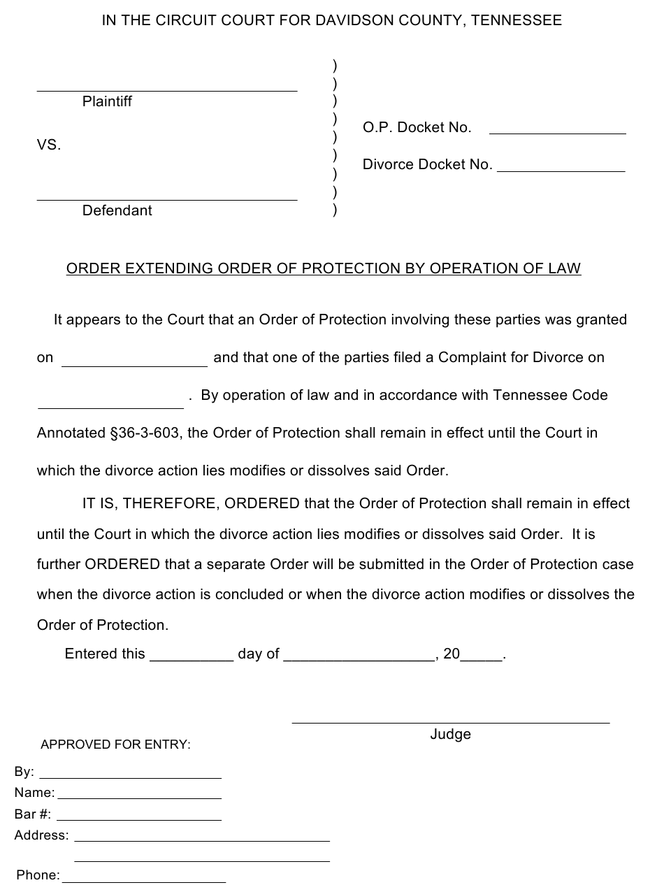 Davidson County Tn Court Ordered Forms