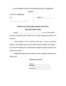 Declared Indigent By The Courts Editable Fillable Printable