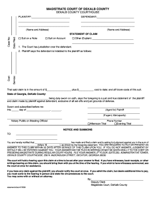 Dekalb Small Claims Court Fill Online Printable Fillable Blank