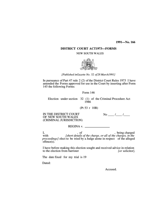 District Court Act 1973 Forms New South Wales Printable Pdf Download