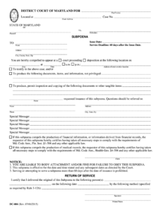 District Court Of Maryland Subpoena Form Fill Out And Sign Printable