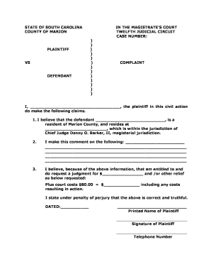 Editable Civil Complaint Form Fill Out Print Download In Word 