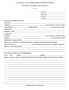 Editable Small Claims Court Reno Nevada Fill Out Print Governmental