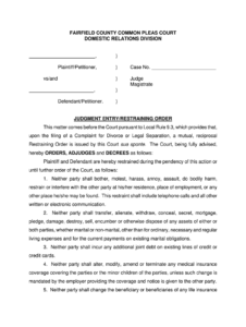 Fairfield County Standard Mutual Restraining Order Co Fairfield Oh