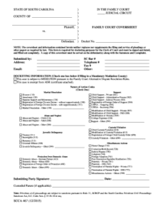 Family Court Coversheet Horry County Horrycounty Form Fill Out