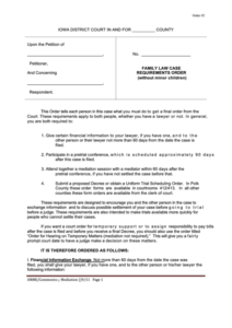 Family Law Case Requirements Order Iowa Court Forms Printable Pdf Download