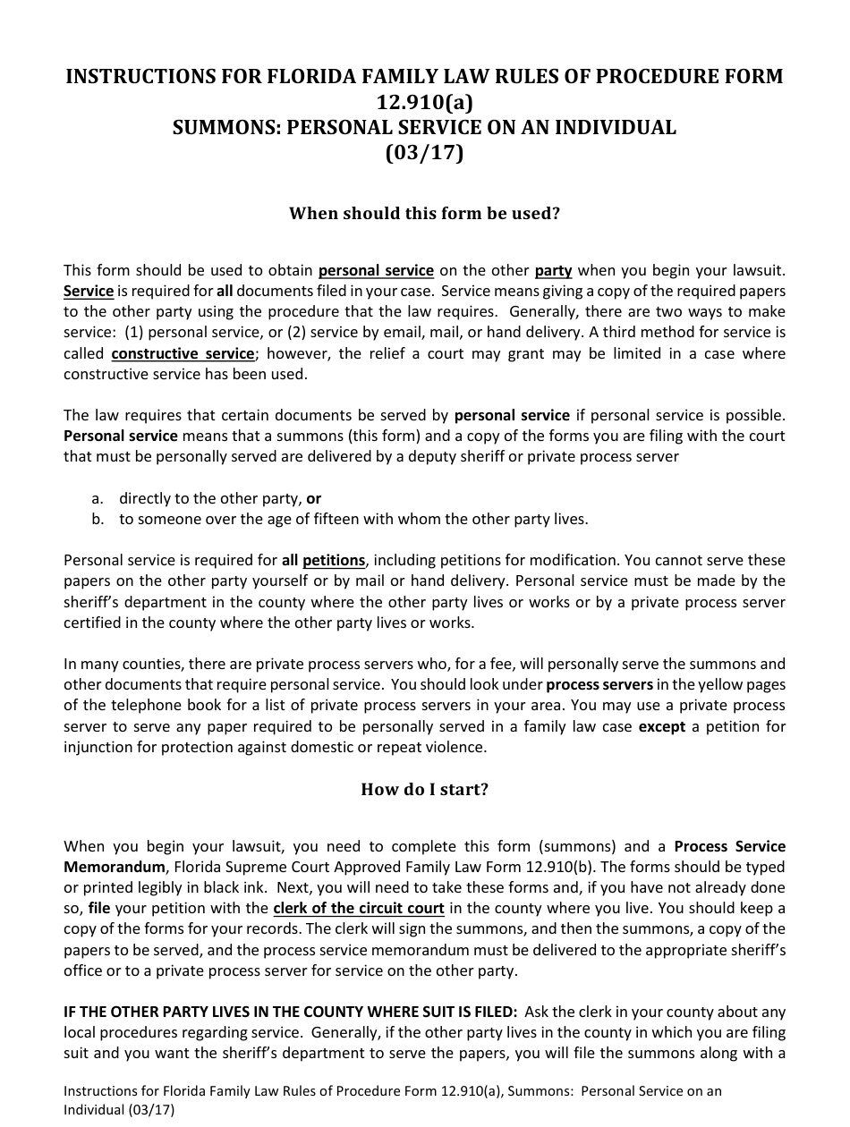 Family Law Form 12 910 A Download Fillable PDF Or Fill Online Summons 