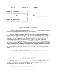 Fill Edit And Print Motion To Enforce Settlement Form Online SellMyForms