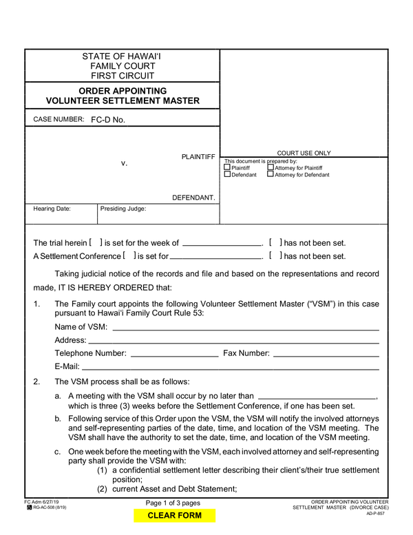 Fill Free Fillable Hawaii State Judiciary PDF Forms