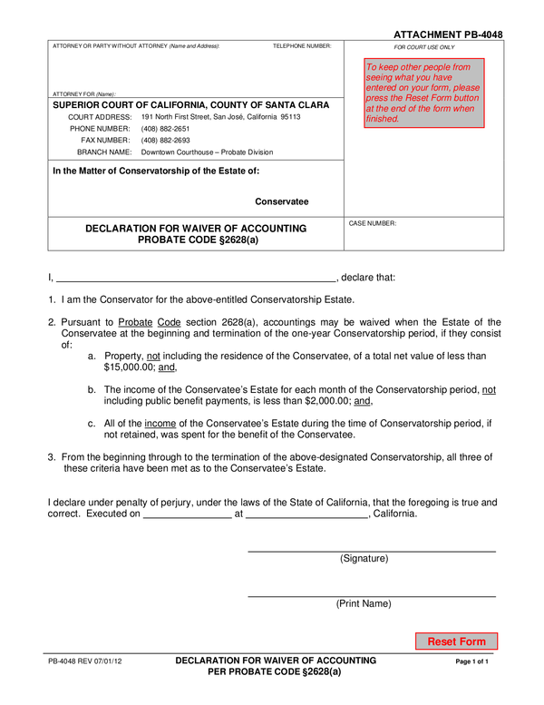 Fill Free Fillable The Superior Court Of California County Of Santa 