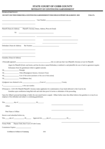 Fillable Affidavit Of Continuing Garnishment State Court Of Cobb